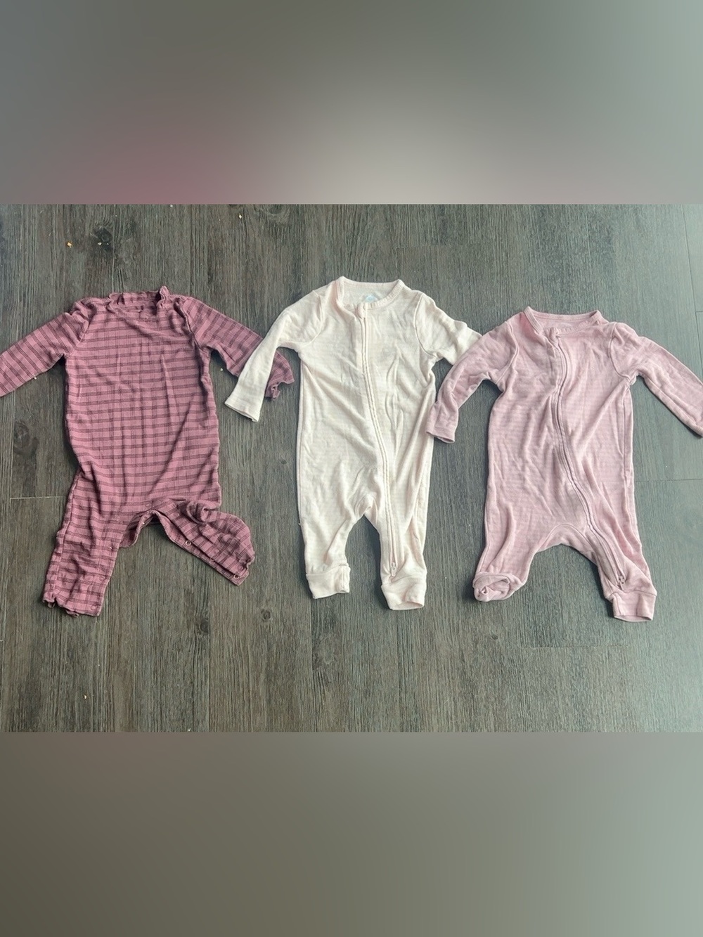 Bundle- Kids One-Piece Sleeper - Pink, Cream & Mauve Stripes
